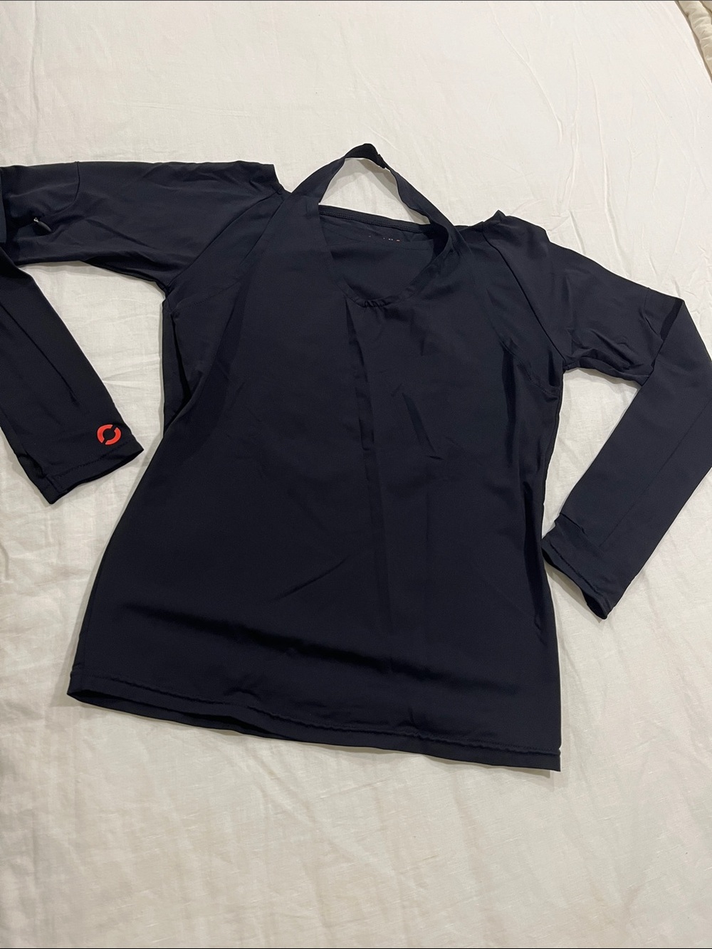 Black Long Sleeve exercise Top with Subtle Logo